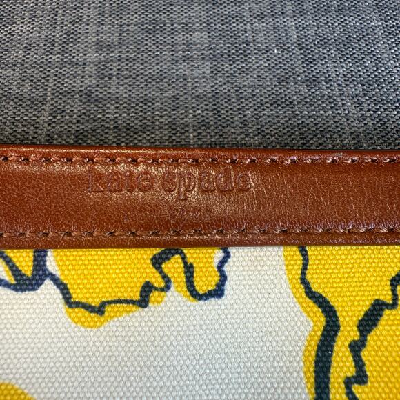 Kate Spade Yellow Floral Wristlet with Brown Trim Womens Purse Gift - Picture 10 of 11